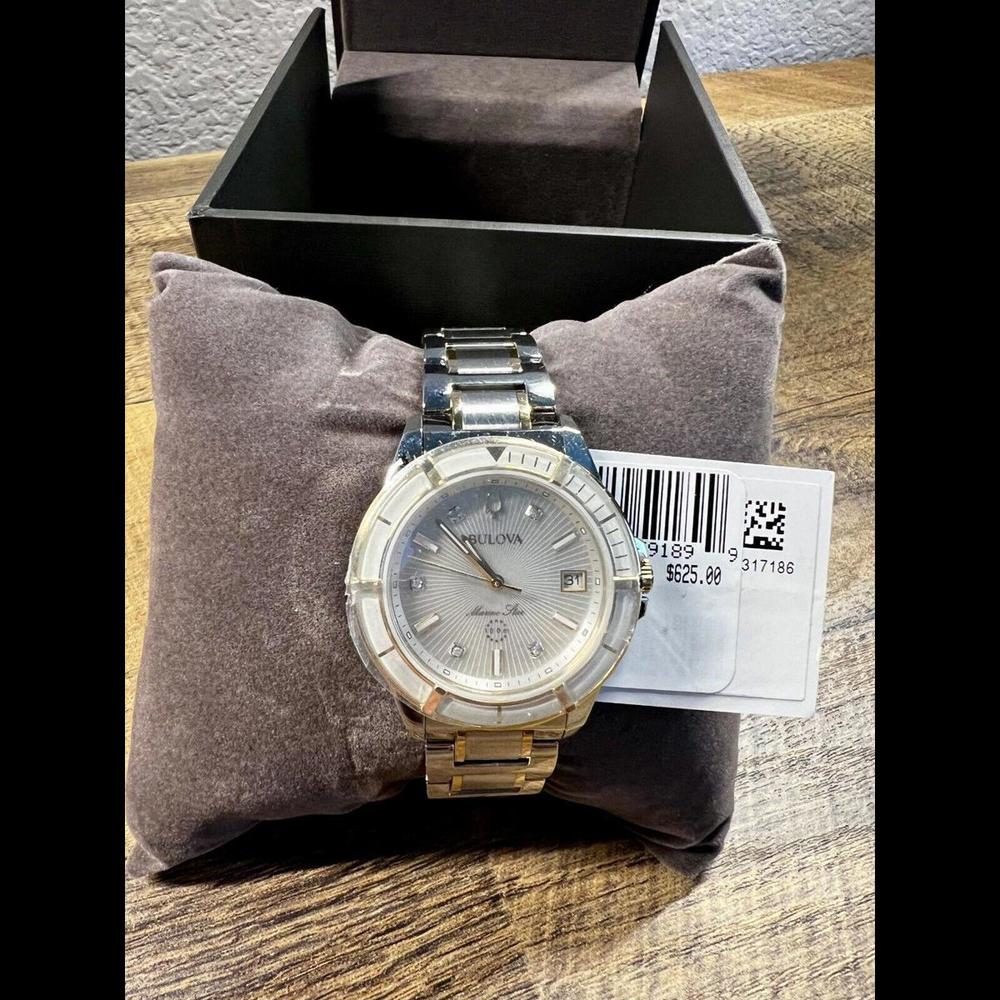 New Bulova Mari Star Stainless Steel Two-Tone Quartz Ladies Wristwatch 98P215